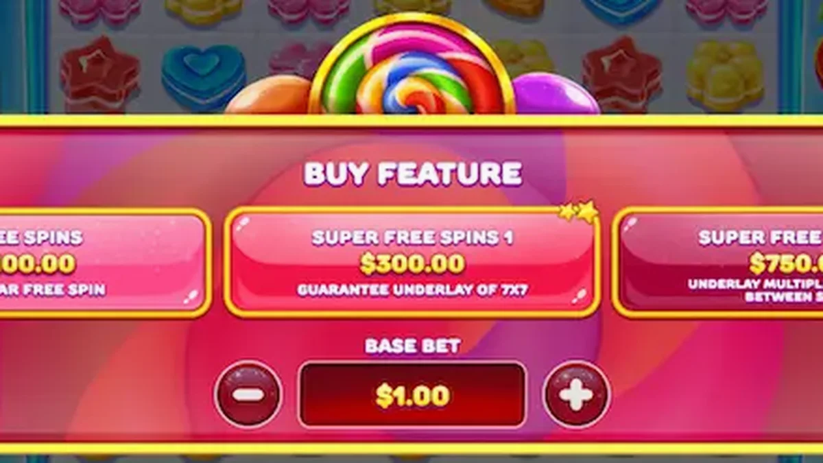 Interface vibrante e colorida do slot Candy Rush com elementos de doces tropicais