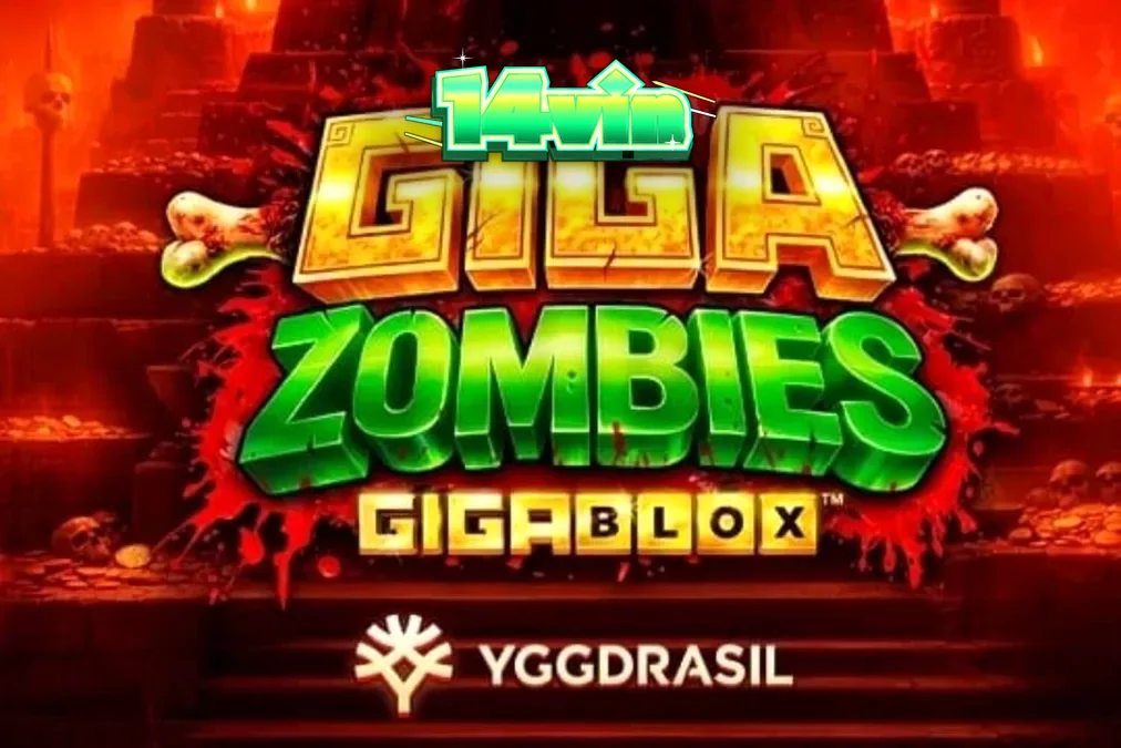 Uma caçadora enfrentando hordas de zumbis em um cenário de ruínas maias no slot Giga Zombies